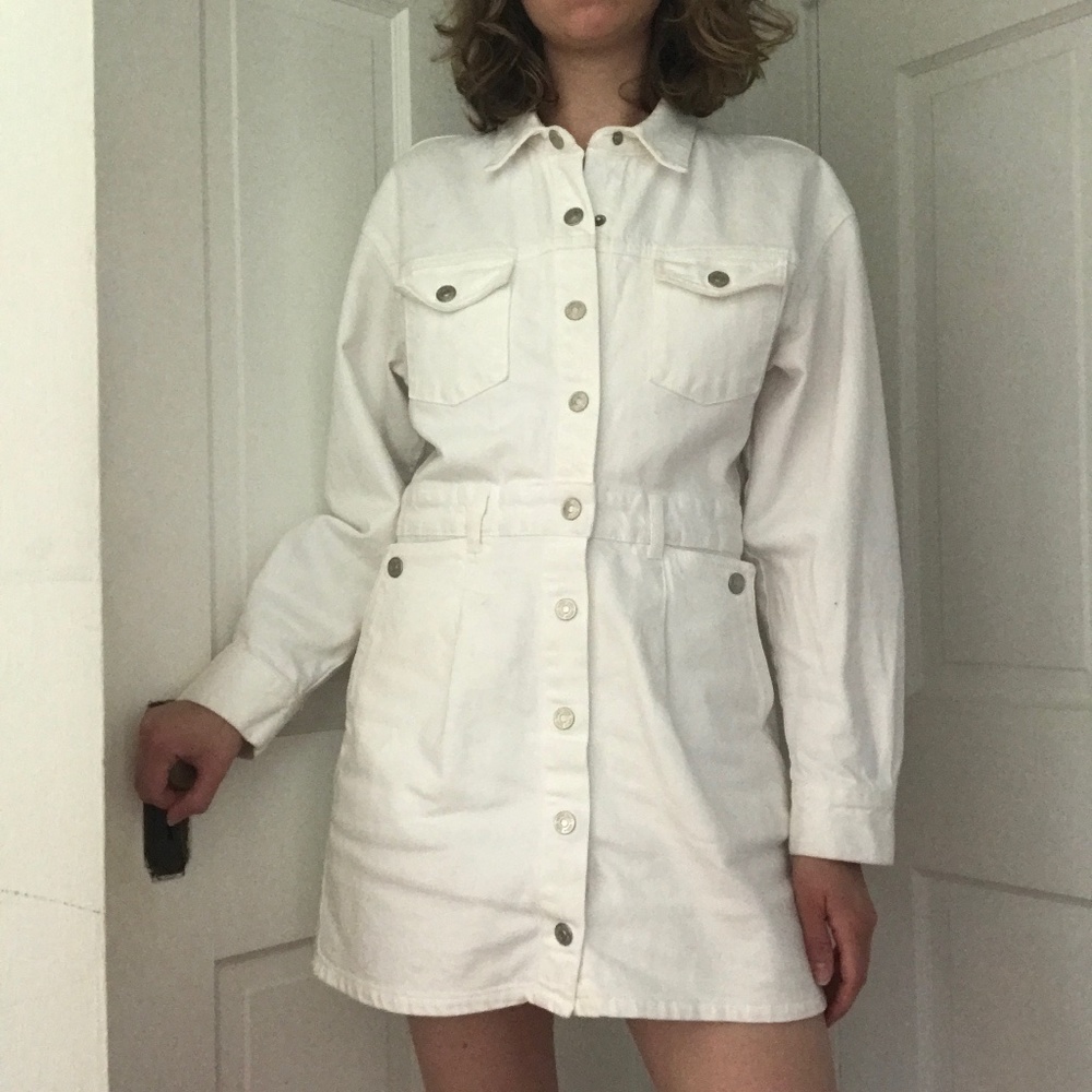 Zara white denim mini dress